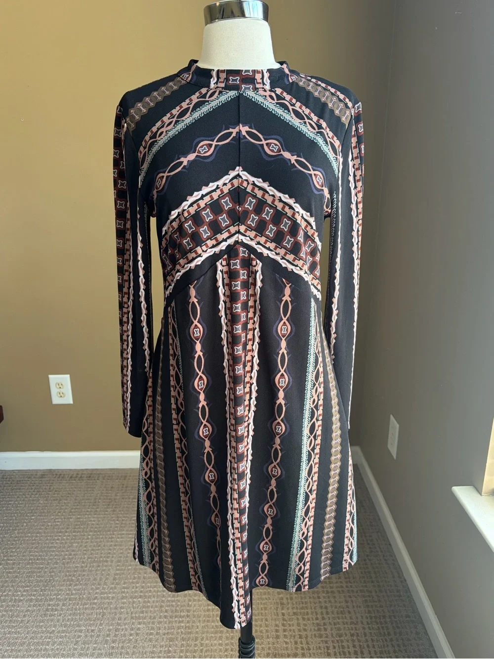 Free People Stella Black Mini Dress-Large Retro 70’s Boho Whimsigoth Indie